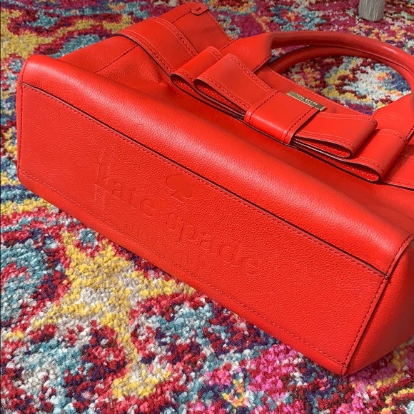Kate Spade Red Bow Tote Bag Leather - Picture 6 of 7